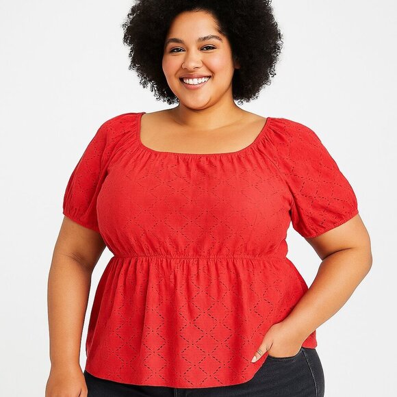 Lane Bryant Romantic Boho Coral Pink Summer Style Peplum Blouse Plus Size 18/20 - Picture 1 of 14